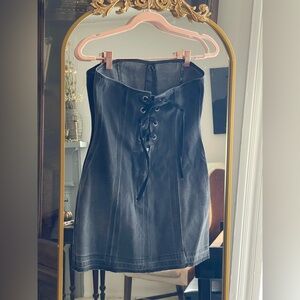 EB Denim x Revolve NWT Lace-Up Denim Mini Dress in Black Wash
